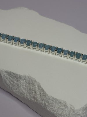 925 Sterling Silver Blue Moonstone Bracelet Length Min 7.5 Inch Max 8.5 Inch