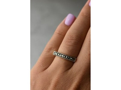 925 Sterling Silver Marcasites Ring Size 6.5