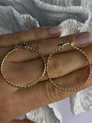 Elegant Hoop Gold Plated Earrings Length 1.50 Inch