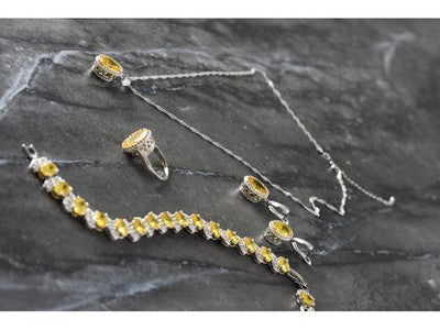 925 Sterling Silver Yellow CZ "Imitation Citrine" Set