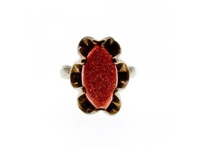 Vintage 925 Sterling Silver Aventurine Ring Size 6