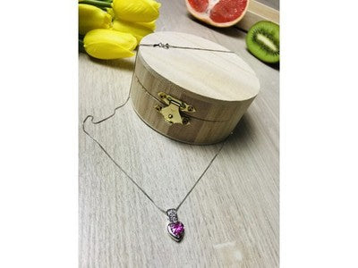 925 Sterling Silver Morganite & CZ Chain With Pendant