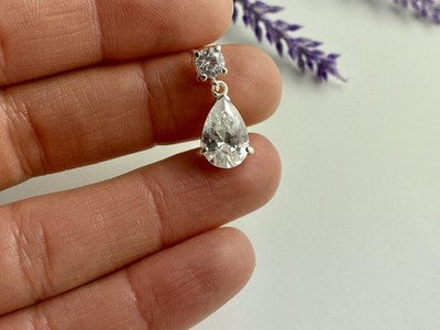 925 Sterling Silver CZ "Drop" Pendant