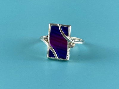 925 Sterling Silver Anodized Titanium & Quartz Ring Size 10.25