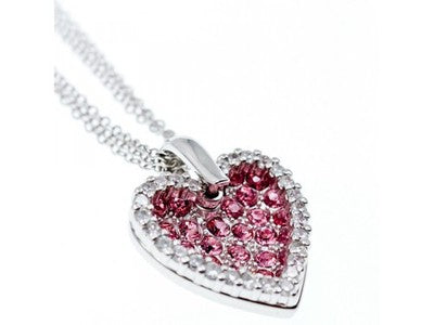 925 Sterling Silver CZ "Heart" Triple Chain With Pendant