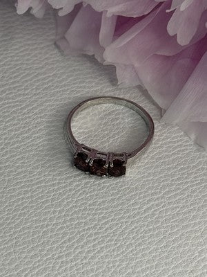 925 Sterling Silver Garnet Ring Size 8