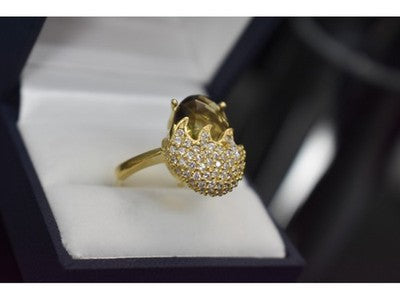925 Sterling Silver Gold Plated Alpanite & CZ Ring Size 9 Turkey