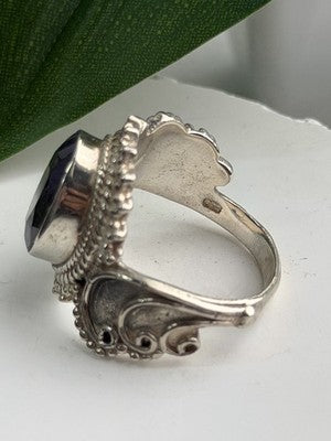 Vintage 925 Sterling Silver Sapphire Ring Size 9