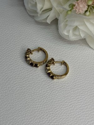 925 Sterling Silver Gold Plated Multicolor Stones Earrings Length 0.62 Inch