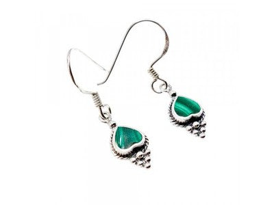 925 Sterling Silver Malachite "Heart" Earrings