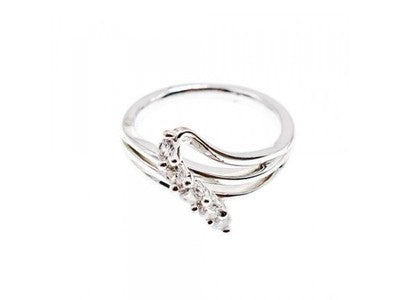 925 Sterling Silver White Topaz Ring Size 7