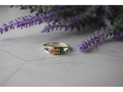925 Sterling Silver Multicolor CZ Ring Size 9.5