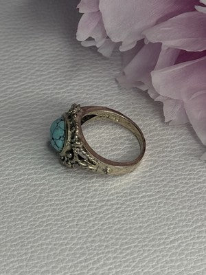 Vintage 925 Sterling Silver Turquoise Ring Size 5