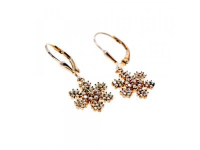 925 Sterling Silver CZ "Snowflakes" Earrings