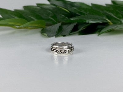 Vintage 925 Sterling Silver Spinner Band Ring Size 6.75