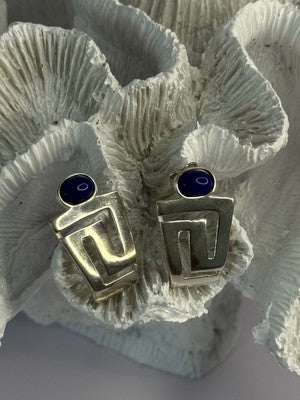 925 Sterling Silver Sodalite Earrings Length 1.05 Inch