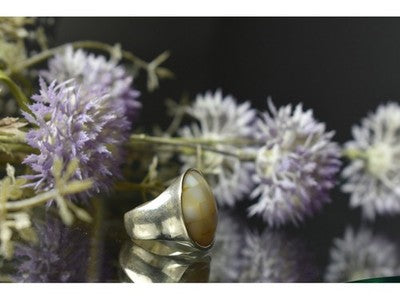 925 Sterling Silver Mother OF Pearl Mosaic Ring Size 8 Italy