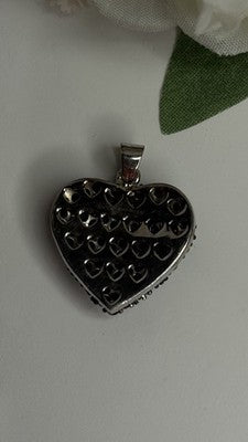 925 Sterling Silver Black Spinel Heart Pendant