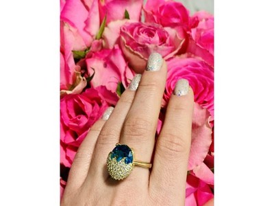 925 Sterling Silver Alpanite & CZ Ring Size 6.5