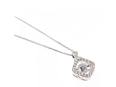 925 Sterling Silver CZ "Glitter" Chain With Pendant