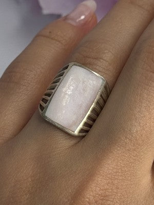 925 Sterling Silver Pink Abalone Ring Size 7.5