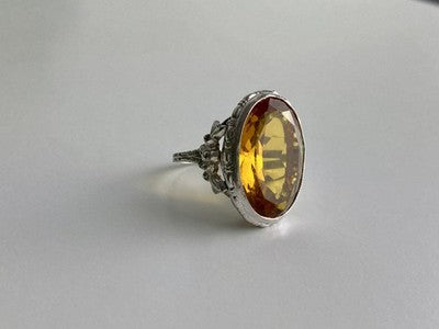 925 Sterling Silver Jewelry Glass Ring Size 6.5