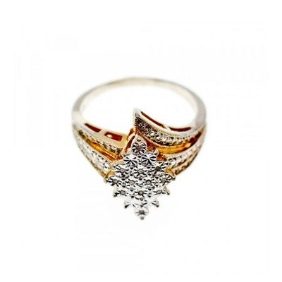 925 Sterling Silver Gold Plated CZ Ring Size 10
