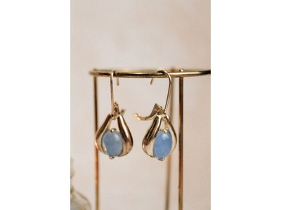 925 Sterling Silver Blue Agate Earrings