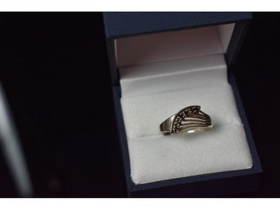 925 Sterling Silver Sapphires Ring Size 6.5