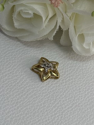 10K Yellow Gold Diamond Star Pendant Length 0.50 Inch