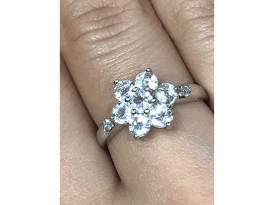 925 Sterling Silver CZ "Flower" Ring Size 8