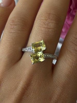 925 Sterling Silver Citrine Ring Size 10