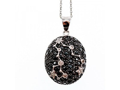 925 Sterling Silver Black & White Spinel Chain With Pendant