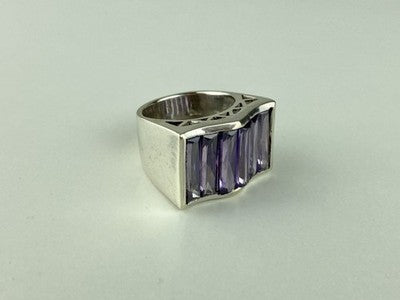 925 Sterling Silver Purple Tourmaline Ring Size 6