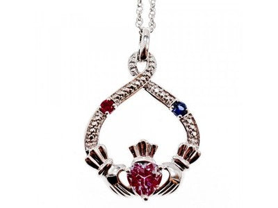925 Sterling Silver Alexandrite, Rubellite & Sapphire Chain With Pendant