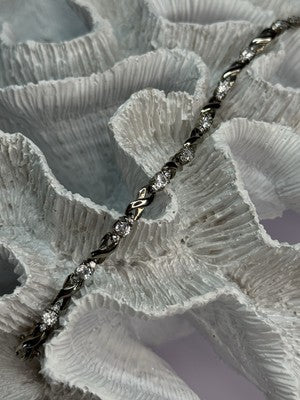 Beautiful 925 Sterling Silver CZ Bracelet Length 7 Inch