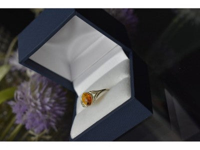 925 Sterling Silver Amber Ring Size 6.5
