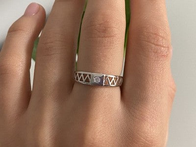925 Sterling Silver CZ Band Ring Size 8