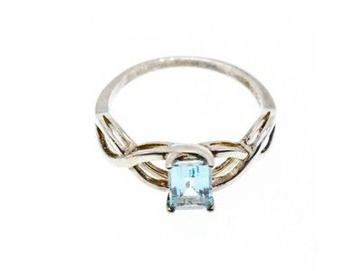 925 Sterling Silver Blue Spinel Ring Size 11.25