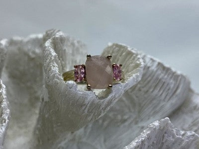925 Sterling Silver Morganite & Spinel Ring Size 9