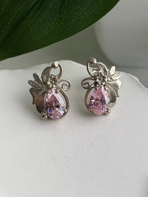Lovely 925 Sterling Silver Pink Spinel Earrings