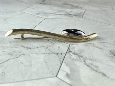 Vintage 925 Sterling Silver Hematite Brooch