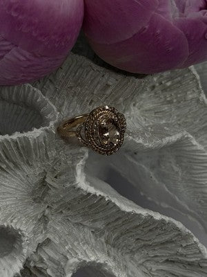 10K Rose Gold Morganite White & Chocolate Diamonds Ring Size 7