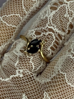 14K Yellow Gold Sapphire & Diamond Ring Size 7.5