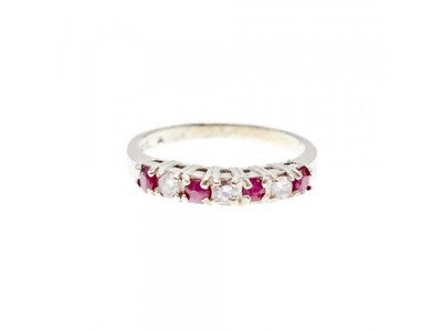 925 Sterling Silver Pink Spinel & CZ Ring Size 7