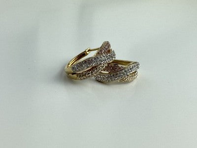 925 Sterling Silver Gold Plated Multicolor CZ Hoop Earrings