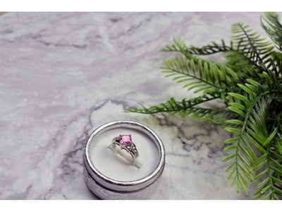 925 Sterling Silver Pink & White CZ Ring Size 6