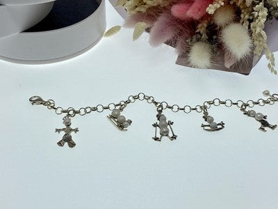 925 Sterling Silver Pearls "Snowmen" Bracelet