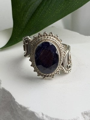 Vintage 925 Sterling Silver Sapphire Ring Size 9