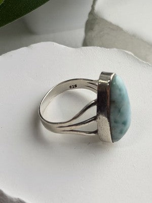 925 Sterling Silver Larimar Ring Size 8.5